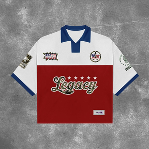 Camiseta deportiva retro personalizada de secado rápido con cuello en V y estampado, estilo oversize y boxy para mujer y niña, camiseta corta de baloncesto y fútbol de malla. - Product Image 4