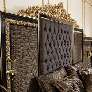 Hot Sale Traditional Luxury Royal Black <b>Gold</b> Curved Bedroom Set Tufted Mahogany Velvet Upholstered <b>Bed</b> <b>Frame</b> Hand Carved Solid - Product Image 4