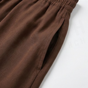 Jupe trapèze pour femme à taille élastique avec cordon de serrage, couleur unie, longueur cheville, style décontracté, en polyester, coton et tissu mousseline - Product Image 5