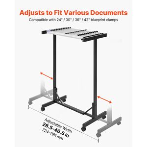 Étagère de rangement pour plans avec roulettes, support mobile réglable pour plans, lot de 12, pinces en aluminium de 30 pouces, présentoir de bureau - Product Image 3