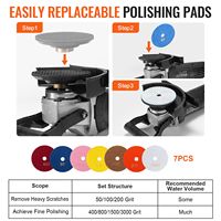 Machine à polir à l'eau 800W, meuleuse à béton de 4 pouces avec 6 vitesses variables et 7 kits de polissage pour marbre et granit