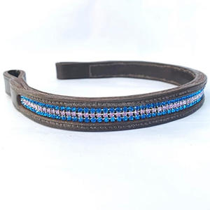 Petits Cristaux Personnalisés Bleu et Rose Pierres incrustées de Cuir Anglais Noir front de cheval en pleine taille cob - Product Image 2