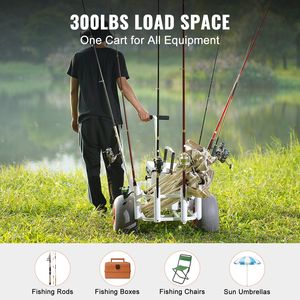 Carrello da Spiaggia e Pesca con Capacità di Carico di 136 kg, Due Grandi Ruote da 13 Pollici con Pneumatici in PU, Carrello Resistente per Sabbia e Campeggio - Product Image 4