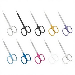 Ciseaux à cuticules en acier inoxydable, ciseaux de manucure professionnels, forme incurvée, précision, multicolores, pour droitiers, durables - Product Image 1