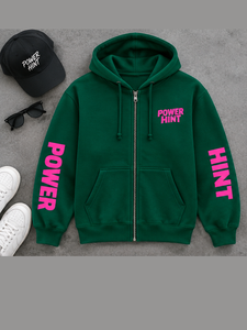 เสื้อฮู้ดซิปแบบหนา ผ้าฝ้ายฟลีซ ทรงโอเวอร์ไซส์ ไหล่ตก สไตล์สตรีทแวร์ สีเขียวเข้ม ราคาส่ง - Product Image 1