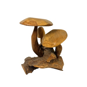 Cette sculpture de champignon en bois artisanale apporte un charme forestier à votre espace, alliant beauté organique et détails artisanaux. - Product Image 1