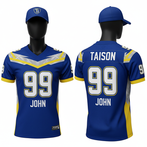 Jersey de Fútbol Americano de Poliéster Transpirable de 220 GSM, Diseño de Paneles en Marrón, Amarillo y Gris, Logotipo Personalizado por Sublimación - Product Image 5