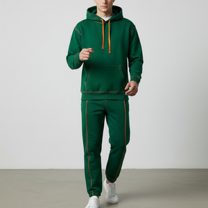 Chándal Holgado con Logotipo Personalizado, 300 GSM, Costuras en Contraste, Traje Deportivo de Algodón de Peso Medio, Estilo Urbano para Hombre - Product Image 5