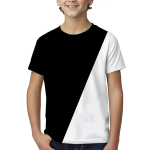 เสื้อยืดเด็กคอกลมคุณภาพสูง ผ้าฝ้าย 100% ระบายอากาศได้ดี แขนสั้น ผ้าแคนวาส สำหรับเด็กผู้ชาย - Product Image 1