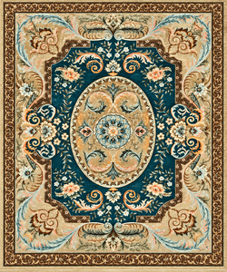 Elegant Botanical Motif <b>Rug</b> Turquoise Brown Traditional Carpet Custom Design and Color Hand Tufted with <b>Non</b> <b>Slip</b> Carpets - Product Image 4
