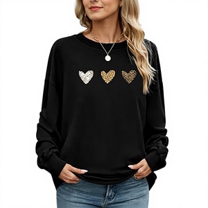 OEM Wholesale <b>Top</b> Trending Women's <b>Black</b> Crewneck Sweatshirt Printed Canvas Eco-Friendly <b>Long</b> <b>Sleeve</b> Casual Pullover Winter - Product Image 1