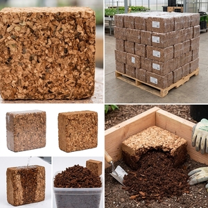 High Quality 5Kg Triple-Washed Natural Brown Coconut Husk <b>Coir</b> Chips <b>Blocks</b> Hydroponic Horticulture Use Pallet Packed - Product Image 2