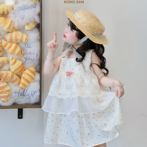 Prêt à expédier, faible MOQ, vêtements pour enfants, mini-robe pour bébé fille, style été sans manches, multi-couches - Koko San DKS05 - Product Image 2