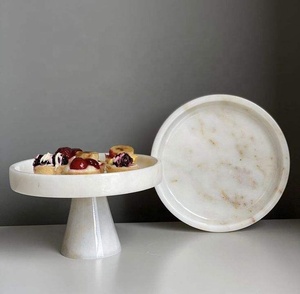 European Designer Resin Cake Stand <b>Platter</b> 10 Inch Marble Effect Handmade Dishwasher Safe Oven Safe Eco-Friendly Custom Color - Product Image 3