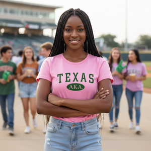 T-shirt personnalisé AKA pour femmes, rose, en coton, col rond, manches courtes, pour les événements du chapitre du Texas, vêtements de campus - Product Image 6