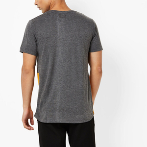 T-shirt décontracté à manches courtes et col rond gris et jaune pour homme, coupe ample, tricoté, 100 % coton, écologique et respirant - Product Image 4