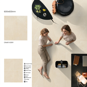 Carreaux de sol en porcelaine polie Crema Italia Inkjet 600x600mm, céramique vitrifiée émaillée, collection Designer, garantie à vie - Product Image 3