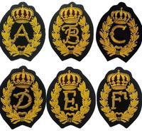 Écusson personnalisé brodé à la main en fil de bullion, monogramme 3D, lettre alphabet en fil d'or, couronne, badge de luxe, mode, thermocollant