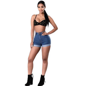 Shorts de mezclilla azul lavado de alta calidad para mujer, hechos en Pakistán, para verano, con cierre trasero y 2 bolsillos, OEM disponible, venta al por mayor - Product Image 1