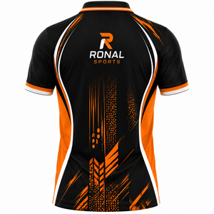 Wholesale Custom <b>orange</b> / black <b>Polo</b> Shirt 100% Polyester Sublimation Sports Golf Team Wear Quick Dry OEM ODM Manufacturer - Product Image 2