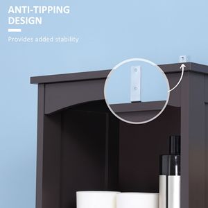 Mobiletto alto autoportante marrone con 3 ripiani e cassetto per l'organizzazione del bagno - Product Image 6