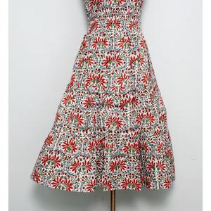 Fabricant Grossiste Indien Robe Longue Formelle 100% Coton Imprimé Floral Épaules Dénudées pour Fête Été Automne/Printemps - Product Image 2