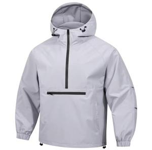 <b>Men's</b> Eco-Friendly Bomber <b>Jacket</b> Windproof PU Coated <b>Half</b>-<b>Zip</b> Solid Color Casual Autumn Regular Fit Polyester Shell Logo Front - Product Image 4