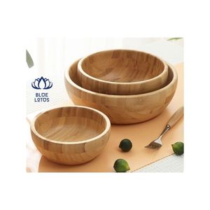 Cuenco de Bambú que Vale la Pena, Superficie Lisa, Construcción Resistente, Ideal para Servir Comidas y Exhibir Artículos, Mejora la Apariencia - Product Image 1