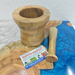 Ensemble mortier et pilon en bois écologique, durable, nouveau design, en bois naturel, pour moudre les épices, ustensile de cuisine de bonne qualité - Product Image 1