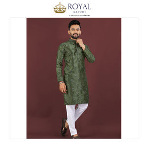 Suministro Directo de Fábrica, Venta Caliente, Colección Masculina de Estilo Tradicional, Kurta de Seda Banglory con Estampado y Pijama de Algodón - Product Image 5