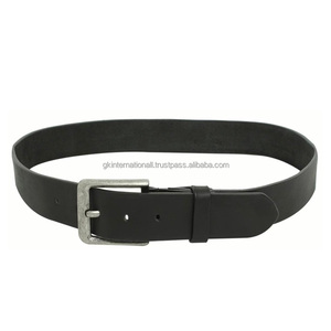 Élégante ceinture décontractée en cuir de vachette noire de qualité supérieure pour hommes avec boucle en argent antique changeable - Product Image 2