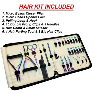 Kit d'outils professionnels durables et réutilisables en acier inoxydable pour extensions de cheveux, ensemble d'installation Micro Link, pinces, aiguilles, fil 5 mm - Product Image 2