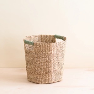Seagrass <b>basket</b> with green handle Handmade <b>Storage</b> <b>Basket</b> Wholesale eco-friendly Made in Vietnam - Product Image 5