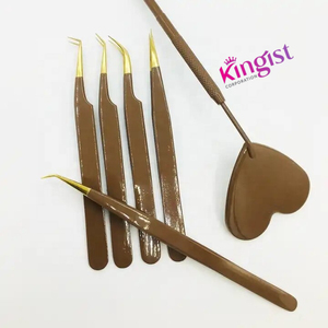 Professional Custom Logo Stainless Steel Eyelash Extension Tweezers Pink Heart Grip Pointed Tip Customized Brand Name Beauty - Product Image 2