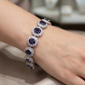 Vintage 925 Sterling <b>Silver</b> <b>Bracelet</b> Natural Iolite AAA Quality Elegant Blue Gemstone Jewelry Women's Classic Everyday Wear Gift - Product Image 6