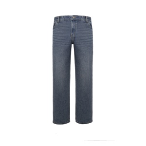 Jeans de Mezclilla para Hombre, Corte Recto, Lavado Oscuro, Corte Regular, Cintura Media, Algodón, Estilo Casual Otoñal - Product Image 1