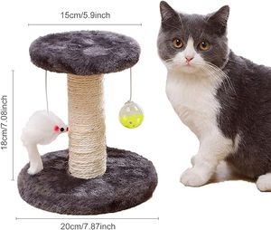 Griffoir classique en bois pour chat et petit arbre à chat avec tour en sisal naturel, perchoir rond et boule en peluche, mobilier pour petits chats - Product Image 2
