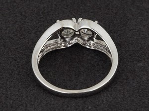 Anillo de boda de moissanita con 2 piedras, corte redondo, plata de ley, anillo de declaración simulado para mujer - Product Image 3
