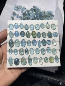 Lot de cabochons en aquamarine bleue naturelle pour la fabrication de bijoux - Product Image 3