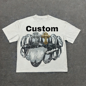 Nueva Camiseta de Hombre Estilo Hip-Hop Vintage, Oversize, con Estampado Gráfico DTG, Cuello Redondo, Estilo Urbano, Personalizable, para Verano - Product Image 5