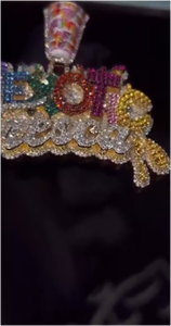 Colgante de Moissanita Personalizado con Letras VVS en Plata 3D, Pasa la Prueba del Diamante, para Hombre, Cadena Incluida - Product Image 4