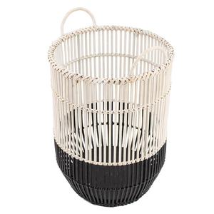 Panier en bambou bicolore, contenants de rangement ronds, organisateur de cuisine tissé, panier à linge pour articles ménagers de grande taille, décoration intérieure - Product Image 5
