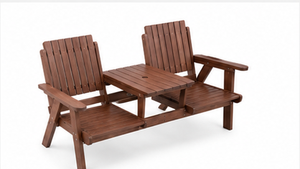TACASA Durable Outdoor Modern Solid Wood <b>Garden</b> <b>Bench</b> <b>with</b> Center <b>Table</b> for Patio, Park, Hotel, Villa, Courtyard & Farmhouse - Product Image 2