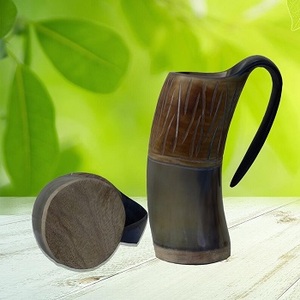 Tasses à café en corne de buffle - Tasse de fête luxueuse faite à la main et écologique avec couvercle anti-fuite et isolation sous vide par f s I - Product Image 1