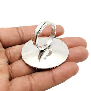 <b>Adjustable</b> <b>Ring</b> With Round Cut Ruby Gemstone Solid 925 Sterling <b>Silver</b> Handmade Bohemian Jewelry Flower Design Vintage <b>Ring</b> - Product Image 3