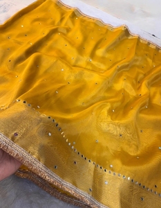 KV Traditional Silk Banarasi Tissue Saree (Yellow)-Party Wear Wrinkle-Free - Product Image 6