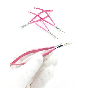 Eye Brow Scissors 4.5" Straight Baby pink Color Spring Action extra sharp Blade Customize color - Product Image 6