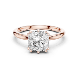 Classic <b>Cushion</b>-Cut Diamond Ring with Elegant 9kt Rose Gold Band by Krishnam Jewel - Product Image 6
