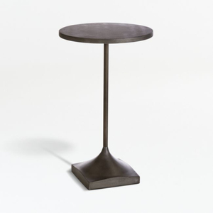Table d'appoint en métal de style mid-century moderne avec plateau rond et base carrée sculpturale, table de bistrot ou de café, versions de taille moyenne - Product Image 1
