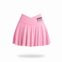 Falda Deportiva Casual de Verano para Mujer, Cintura Alta, para Tenis y Pickleball, de Poliéster Sólido, con Forro Incorporado, Cintura en Forma de V, Transpirable